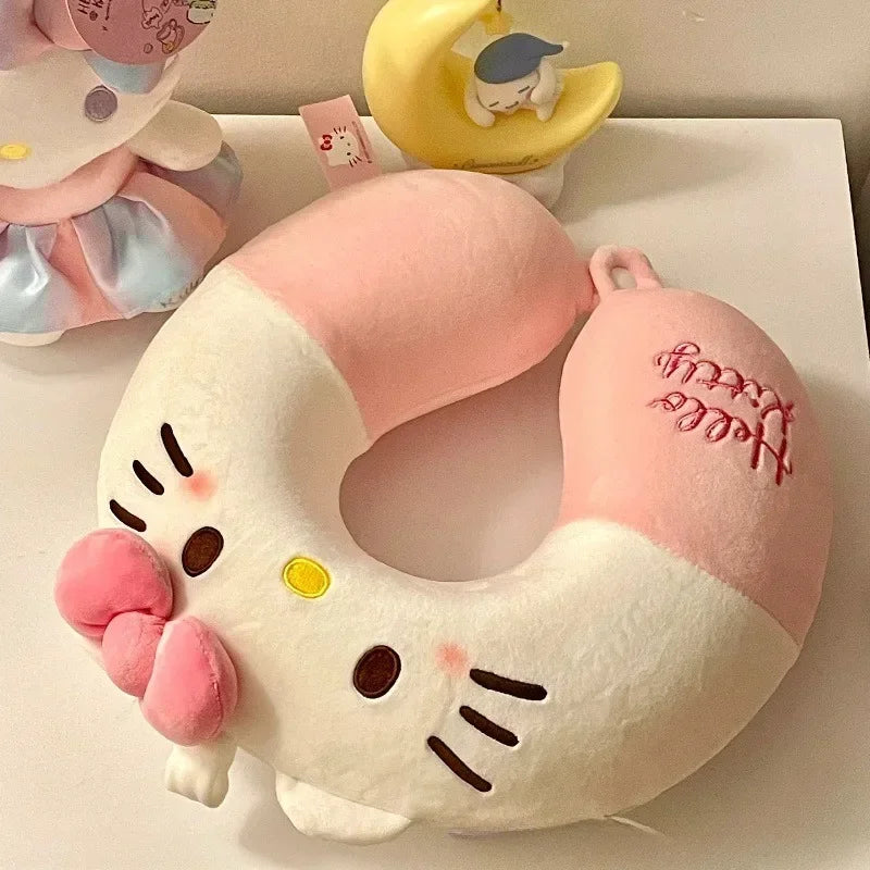 Sanrio Kawaii Hello Kitty Portable Cartoon Anime Character Pattern Memory Foam U-Shaped Pillow Girl Travel Car Neck Protector