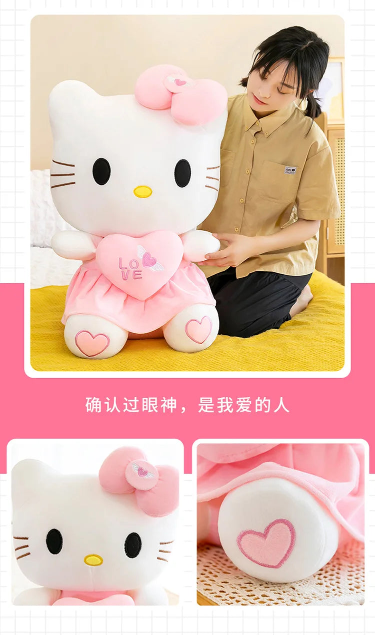 Sanrio Hello Kitty Pink Plush Stuffed Toys Anime Cartoon Plushie Doll Soft Stuffed Pillow Toys For Children Birthday Xmas Gifts