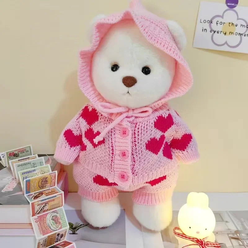High Quality Handmade Teddy Bear Plush Toy Change Dress Cloth Girl Hug Cuddly Plushie Doll for Girlfriend Christmas Gift