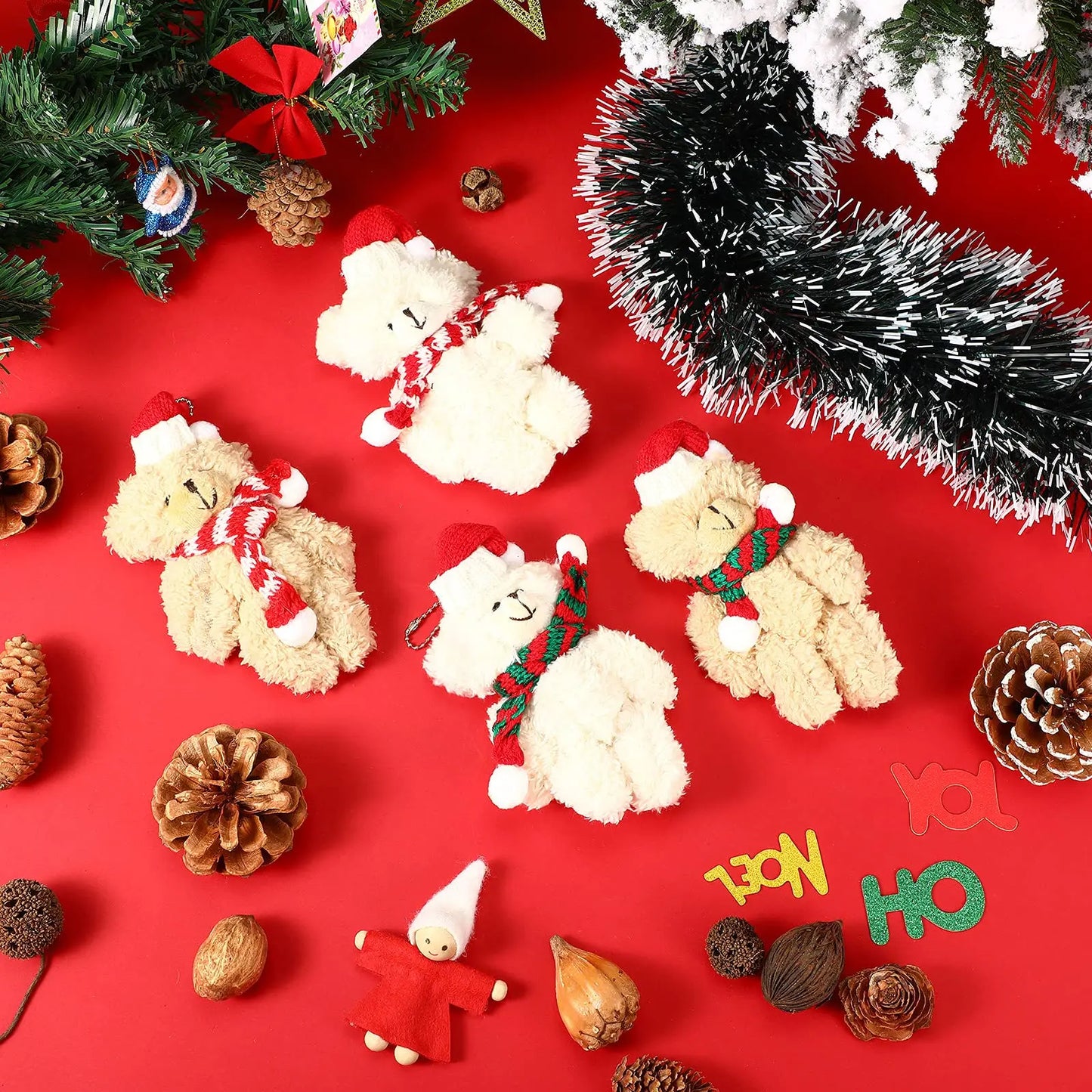 Christmas Stuffed Animal Bear Plush Mini Joint Bear Toys Stuffed Animal Toys Xmas Toys for Birthday Decorations Party Favors