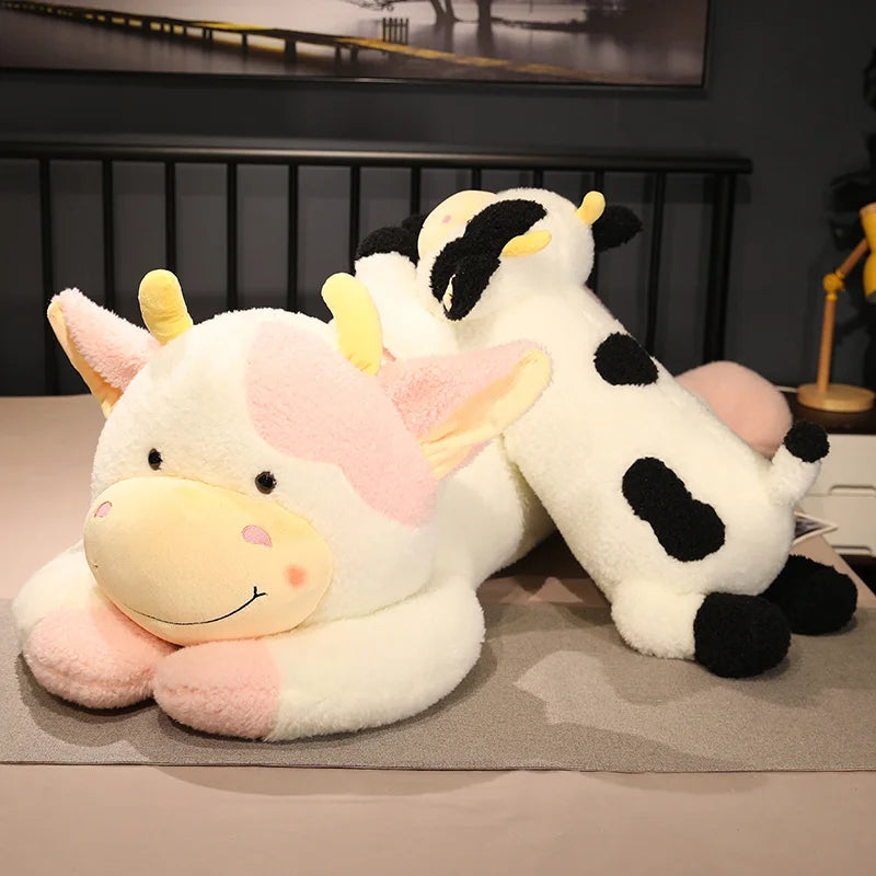 Hot 1pc 90cm Lovely Milk Cow Plush Toys Cartoon Stuffed Animal Cattle Dolls Sleeping Pillow For Baby Girls Birthday Gifts