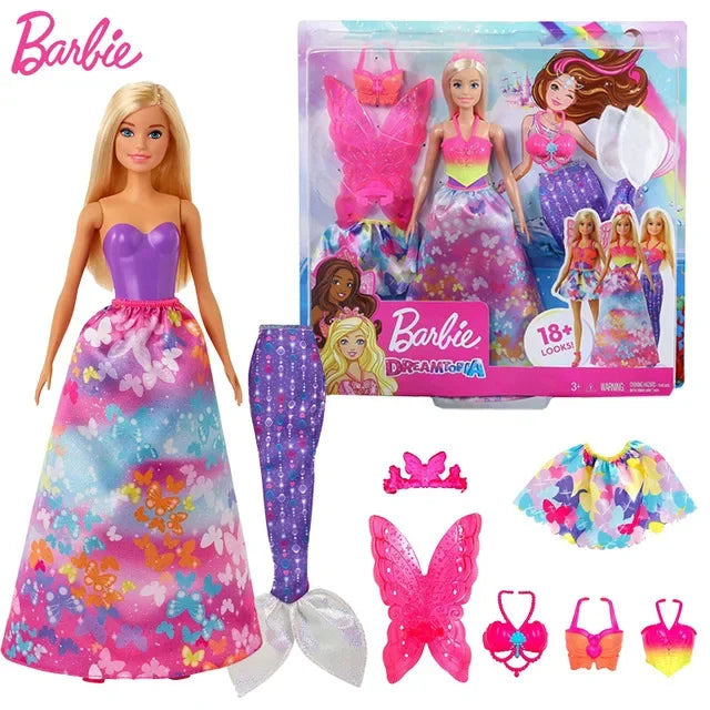 Original Mattel Barbie Dreamtopia Doll Mermaid Twinkle Light Princess with Accessories Toys for Girl Educational Props Kids Gift