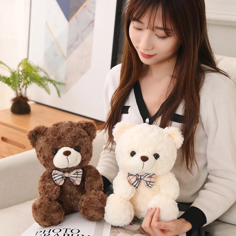 25/35CM Kawaii Teddy Bear Plush Pillow Toys Lovely Bow-Knot Bears Toys Stuffed Soft Animal Dolls Xmas Valentine Gift