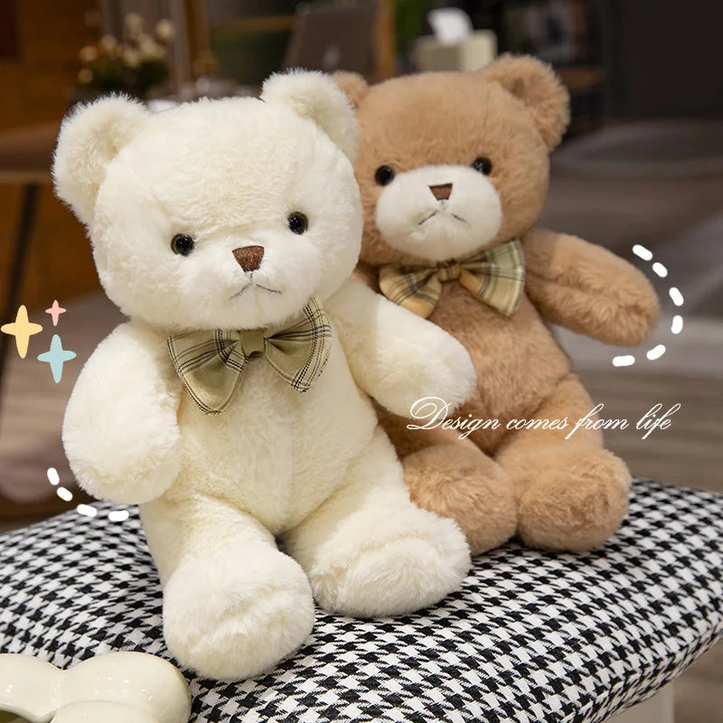 30CM Kawaii Colorful Bow Tie Bear Doll Plush Toy Hug Bear Doll Birthday Gift Pillow Teddy Bear Home Living Room Bedroom