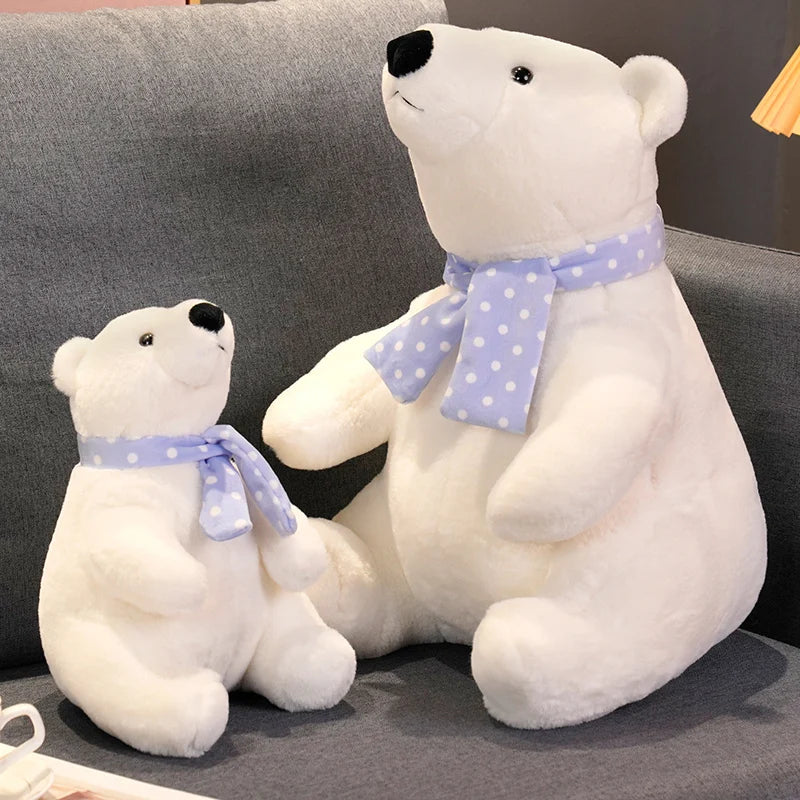 Hot 25/30/40cm Lovely Polar Bear Plush Toys Cute Soft White Bears With Scarf Dolls Stuffed Animal Pillow Girls Valentine's Gift