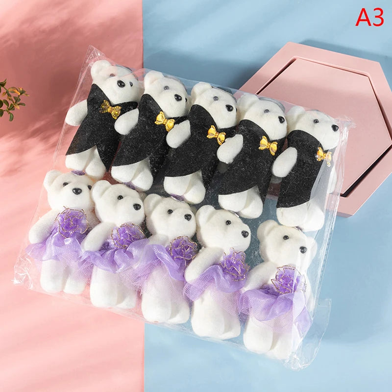 12/10Pcs/Lot Soft Stuffed Bear Plush Toys Mini Teddy Bear Dolls Toy Small Gifts Bag Pendant Teddy Doll