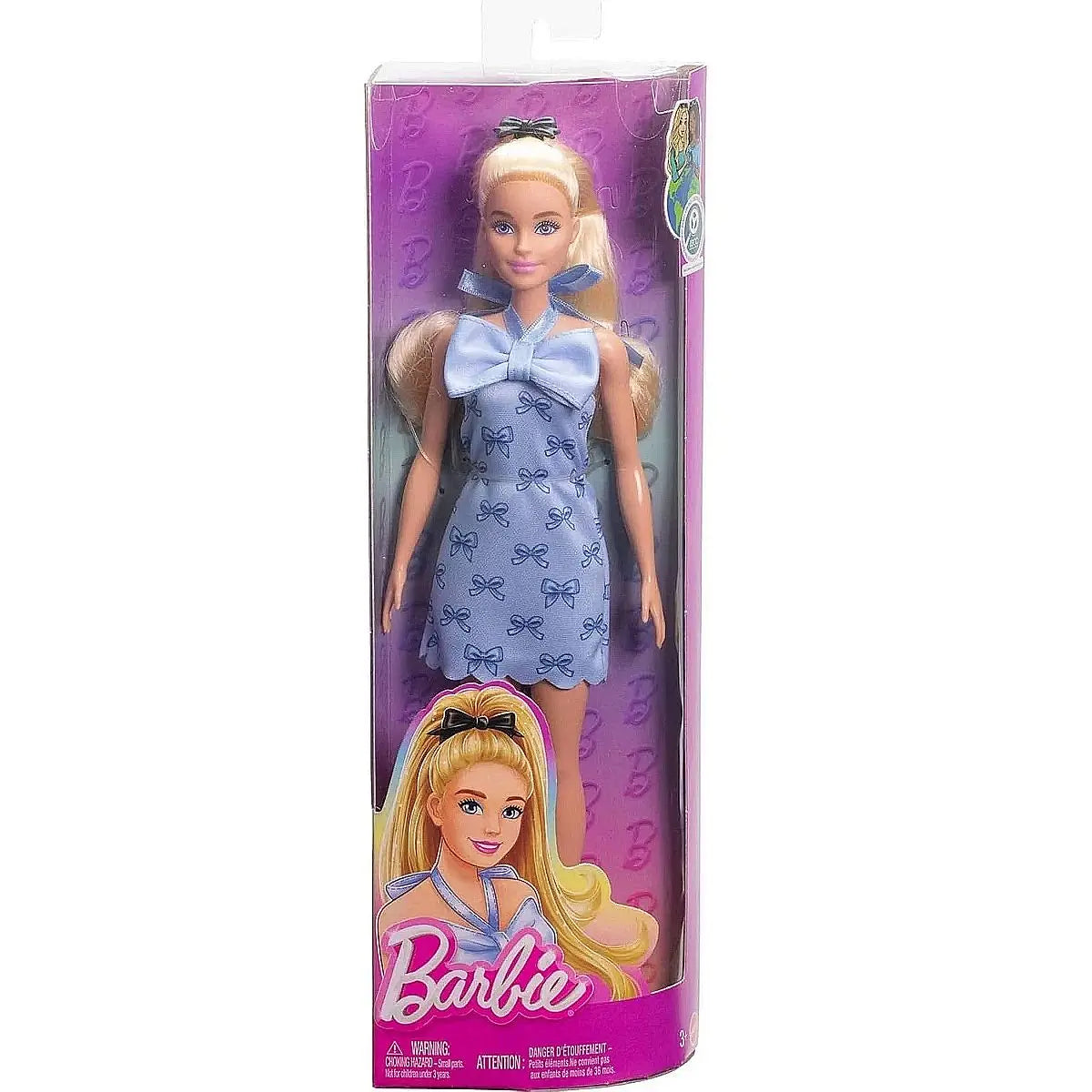 2025 Original Mattel Barbie Fashionistas Doll #237 Blue Bow Halter Dress Blonde Ponytail Dolls for Girls Toys for Children Gifts