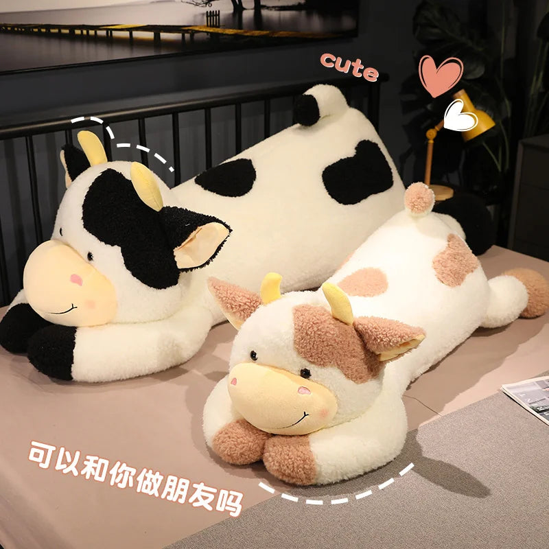 Hot 1pc 90cm Lovely Milk Cow Plush Toys Cartoon Stuffed Animal Cattle Dolls Sleeping Pillow For Baby Girls Birthday Gifts