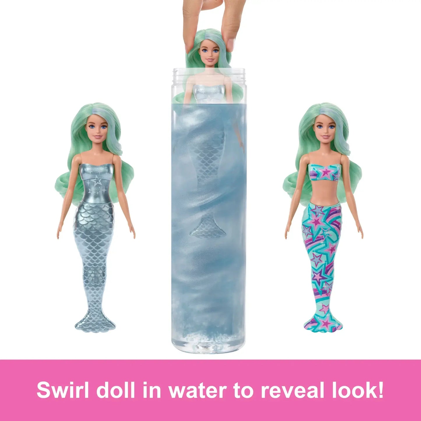 Mattel Barbie Color Reveal Mermaid Series 11.5 Inch Doll and Accessories with 6 Surprises, Color Change Hair, Gift for Kids
