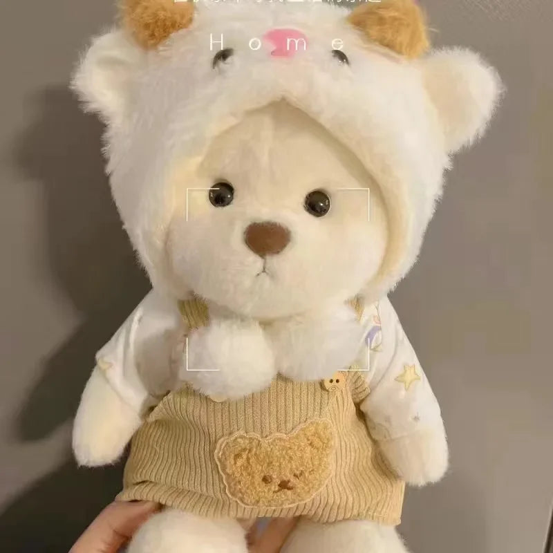 High Quality Handmade Teddy Bear Plush Toy Change Dress Cloth Girl Hug Cuddly Plushie Doll for Girlfriend Christmas Gift