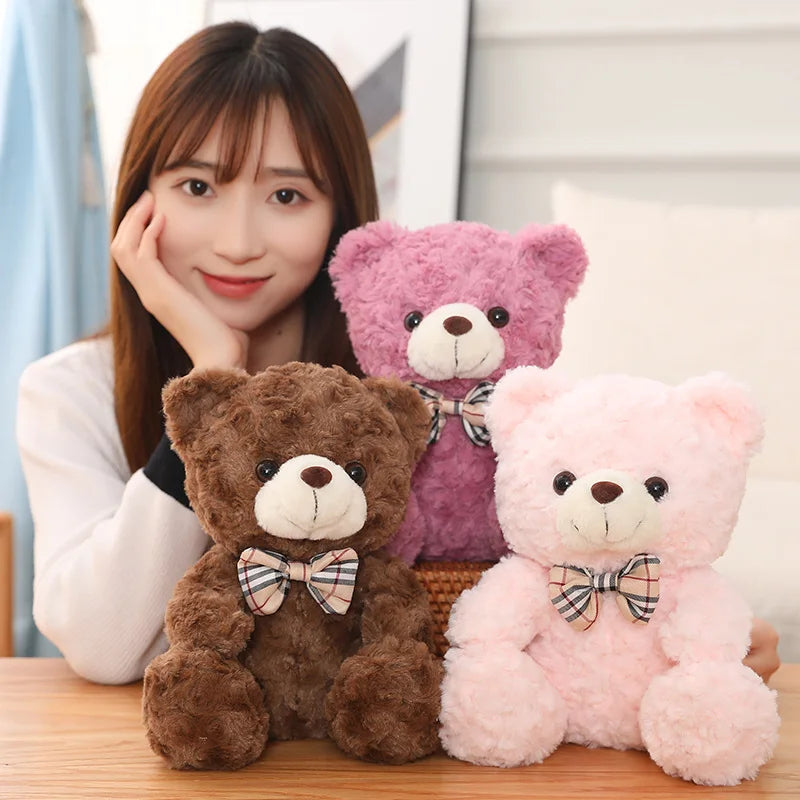 25/35CM Kawaii Teddy Bear Plush Pillow Toys Lovely Bow-Knot Bears Toys Stuffed Soft Animal Dolls Xmas Valentine Gift