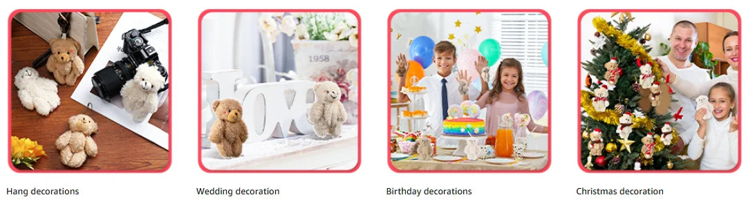 Christmas Stuffed Animal Bear Plush Mini Joint Bear Toys Stuffed Animal Toys Xmas Toys for Birthday Decorations Party Favors