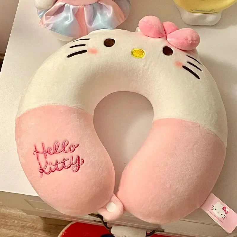Sanrio Kawaii Hello Kitty Portable Cartoon Anime Character Pattern Memory Foam U-Shaped Pillow Girl Travel Car Neck Protector