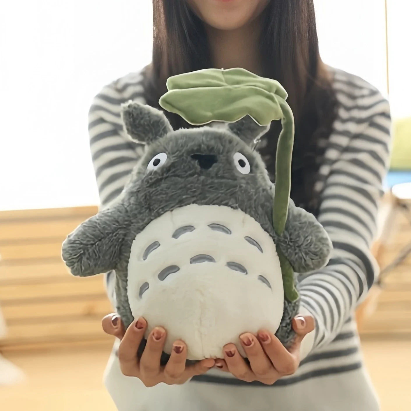Cartoon Adorable lotus leaf Totoro Plush Toy Totoro Stuffed Doll Animal Totoro Plushies Throw Pillow Sofa Bed Room Decor Gift