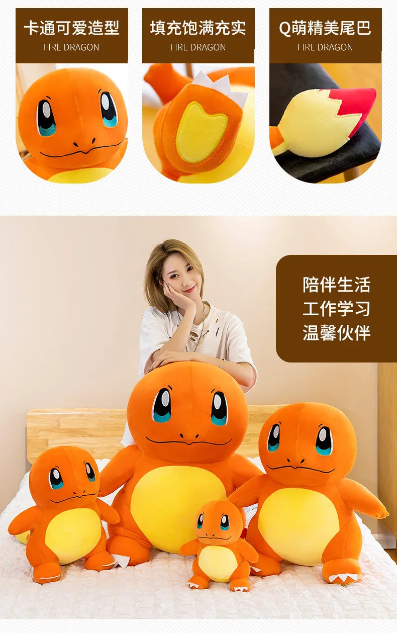 Pokemon Cute and Soft Charmander Plush Doll Accompanying Sleeping Pillow Toy Birthday Gift for Kids