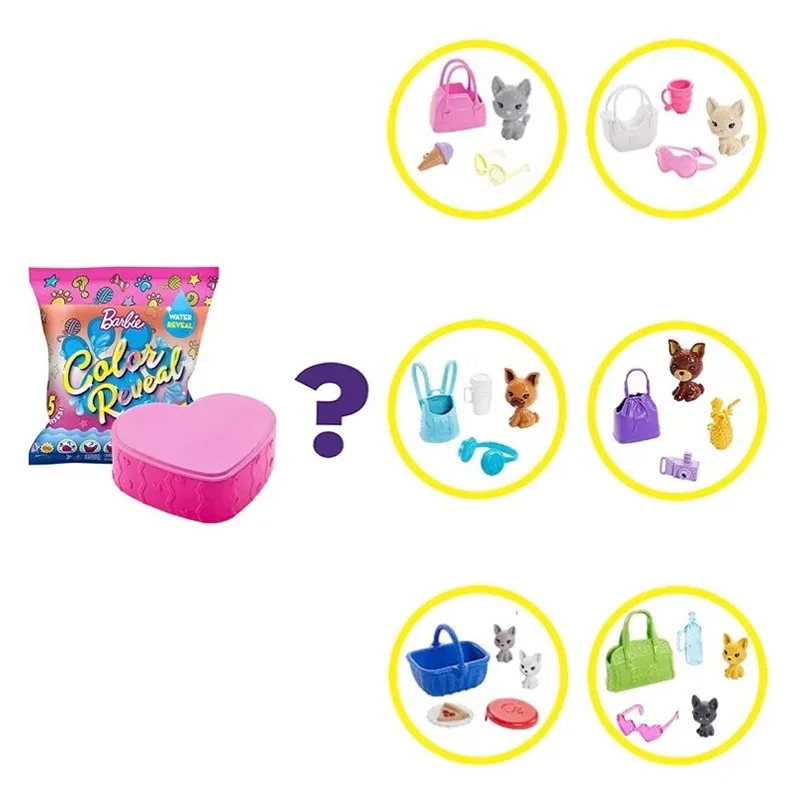 Barbie Color Reveal Doll Accessories with Surprises Mermaid Series Party Water Reveal Series Neon Tie-Dye Series Toy Kids Gift