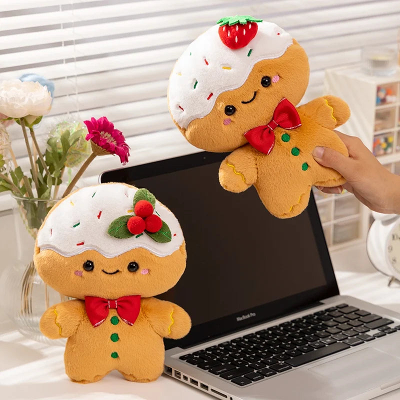 Kawaii Cartoon Christmas Series Plush Doll Pillow Snowman House Gingerbread Man Christmas Tree Plush Toy Home Holiday Decoration