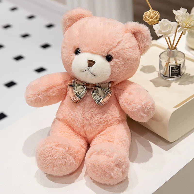 30CM Kawaii Colorful Bow Tie Bear Doll Plush Toy Hug Bear Doll Birthday Gift Pillow Teddy Bear Home Living Room Bedroom