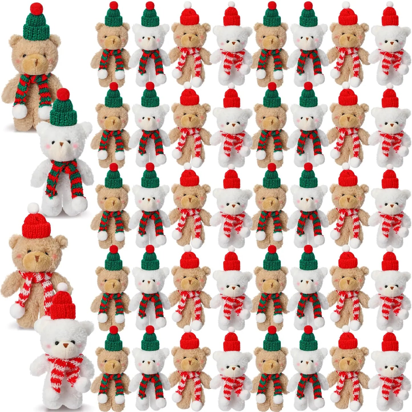 Christmas Stuffed Animal Bear Christmas Small Plush Cute Bear Stuffed Animals Xmas Toys for Birthday Decorations Party Favors