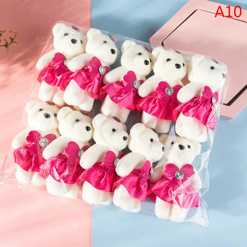 12/10Pcs/Lot Soft Stuffed Bear Plush Toys Mini Teddy Bear Dolls Toy Small Gifts Bag Pendant Teddy Doll