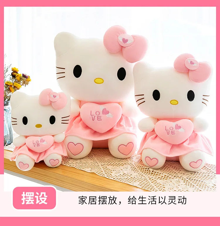 Sanrio Hello Kitty Pink Plush Stuffed Toys Anime Cartoon Plushie Doll Soft Stuffed Pillow Toys For Children Birthday Xmas Gifts