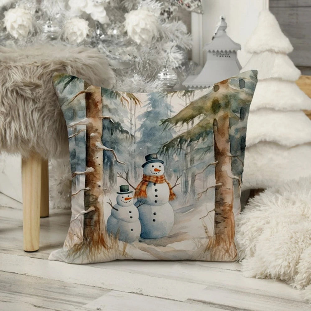 Snow Forest Pillow Customizable Decorative Pillow Winter Home Decoration Christmas Gift Selection Bedroom Sofa Soft Linen Pillow