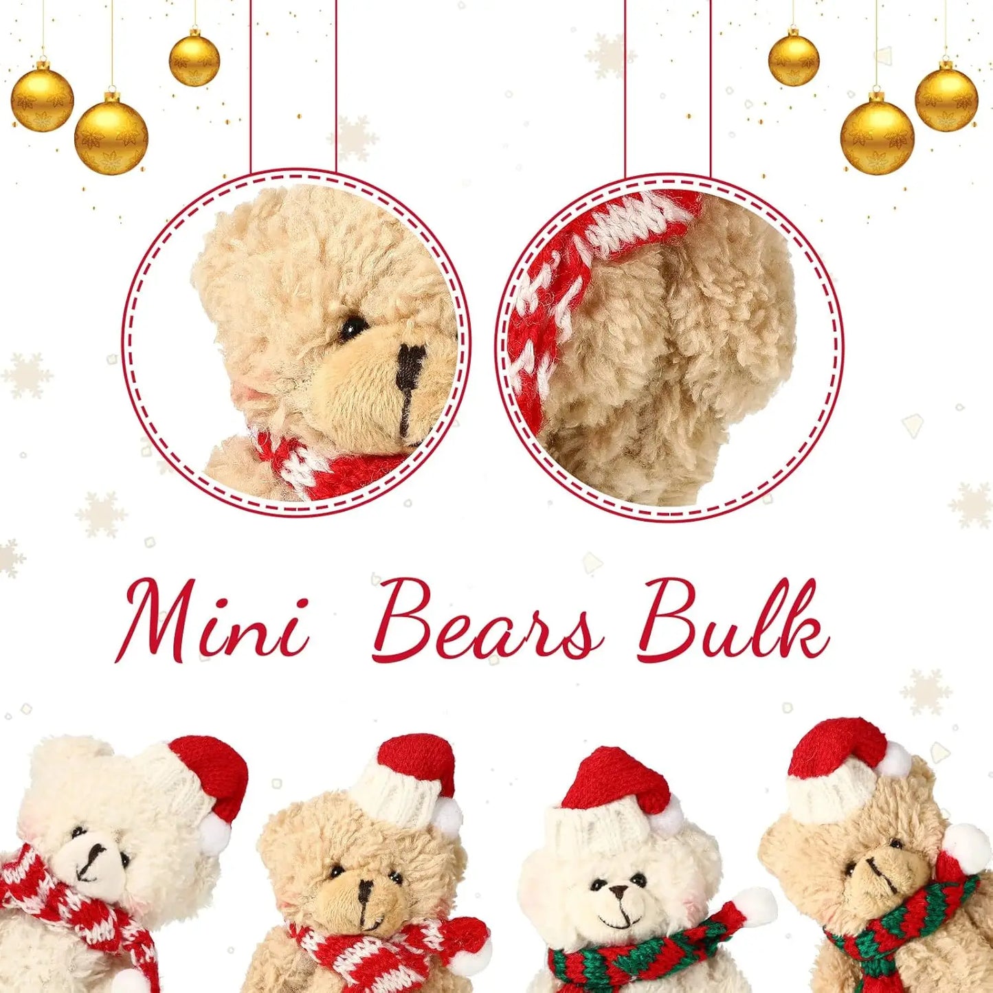 Christmas Stuffed Animal Bear Plush Mini Joint Bear Toys Stuffed Animal Toys Xmas Toys for Birthday Decorations Party Favors