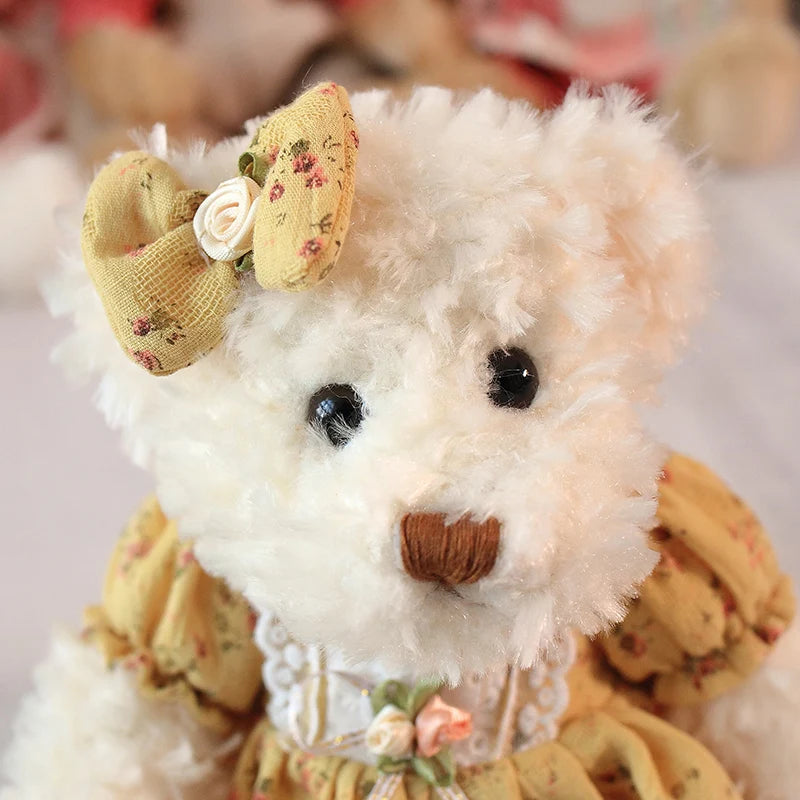 2 pcs/lot 26cm Lovely Couple Teddy Bear With Cloth Plush Toys Dolls Stuffed Toy Kids Baby Children Girl Birthday Christmas Gift