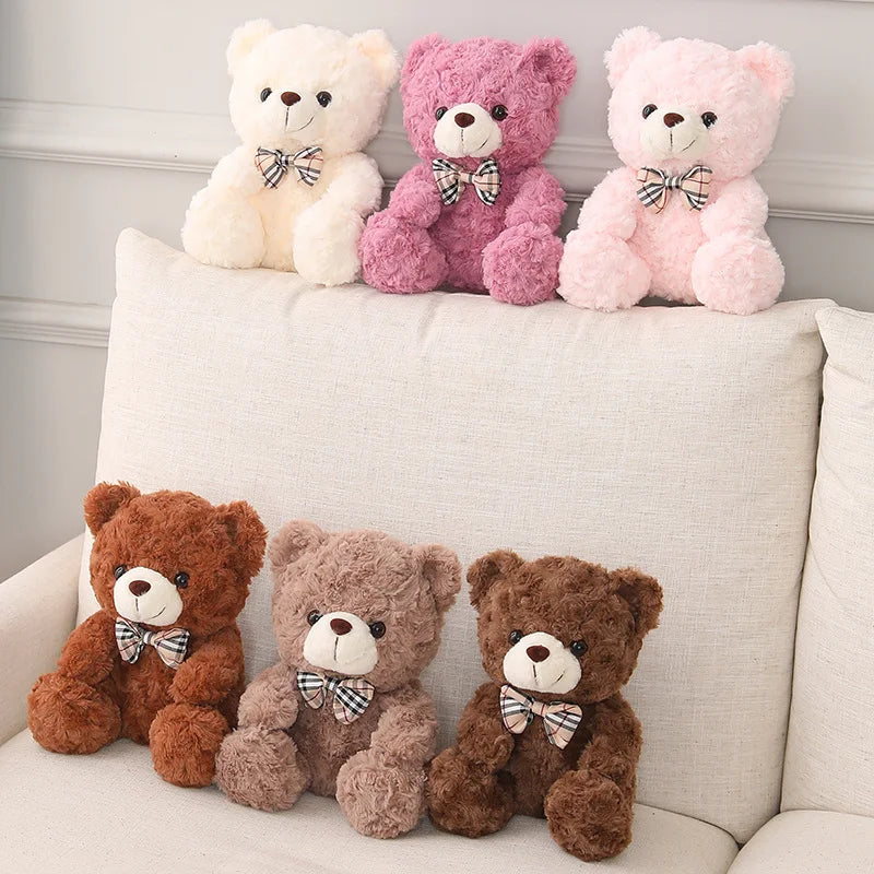 25/35CM Kawaii Teddy Bear Plush Pillow Toys Lovely Bow-Knot Bears Toys Stuffed Soft Animal Dolls Xmas Valentine Gift