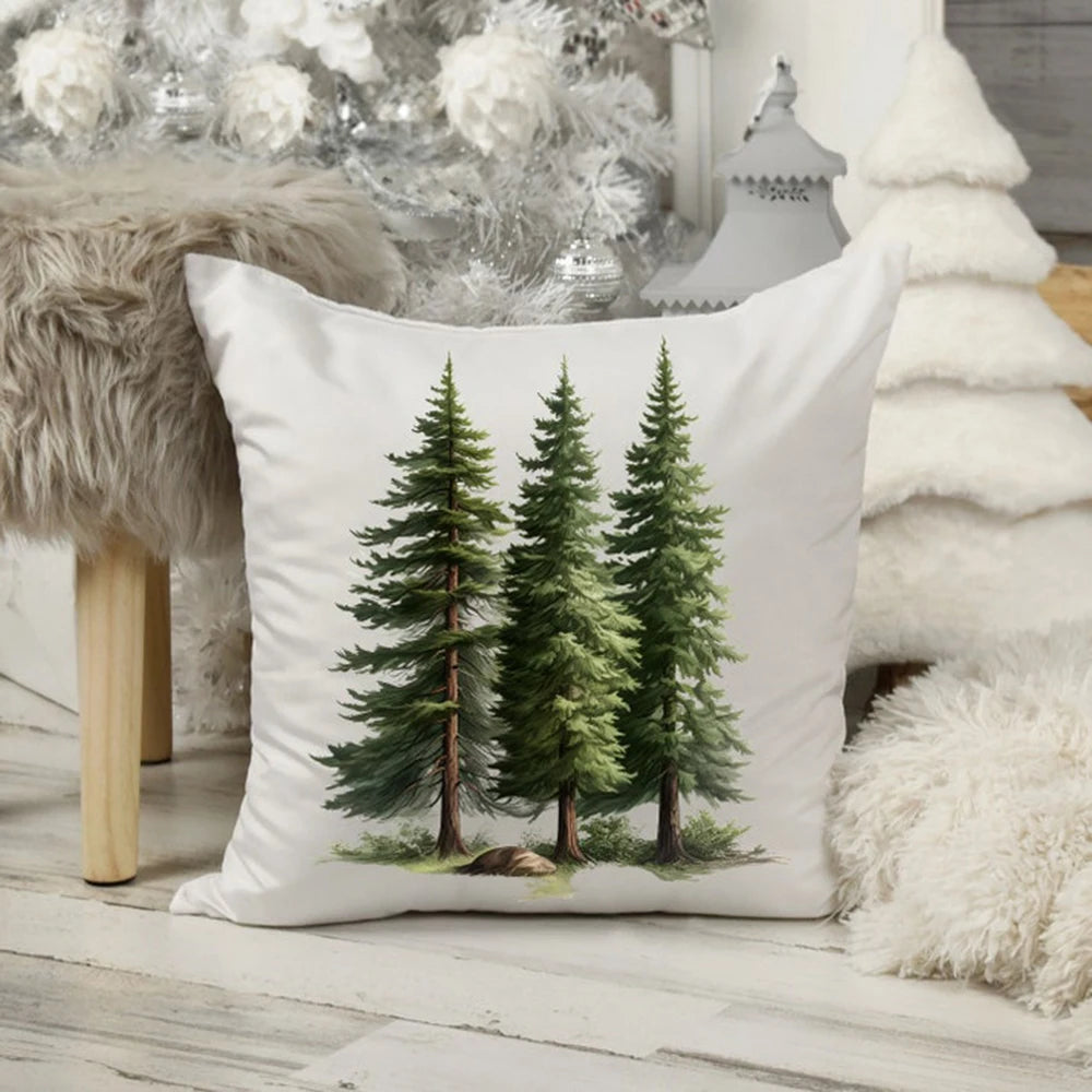 Snow Forest Pillow Customizable Decorative Pillow Winter Home Decoration Christmas Gift Selection Bedroom Sofa Soft Linen Pillow
