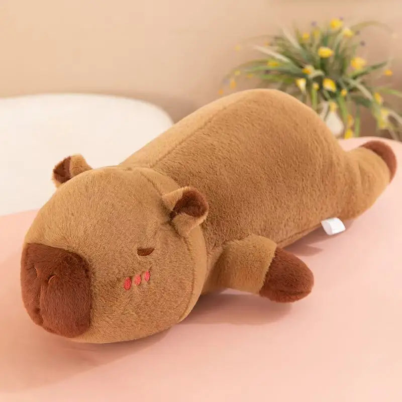 60cm-100cm Kawaii Cartoon Giant Strip Capybara Plush Doll Pillow Lying Brown Orange Wings Creative Capybara Plush Toy Home Decor