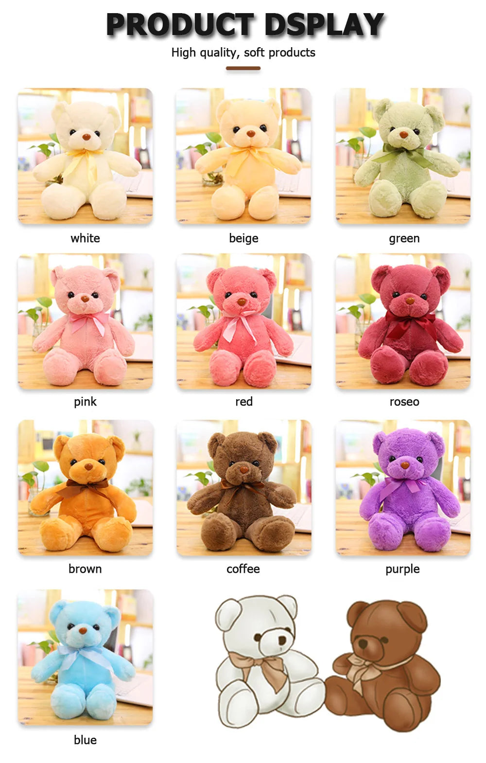 Cute Teddy Bear Plush Soft Stuffed Bear Animal Toy Plushie Kawaii Cat Baby Sleeping Toys Home Decor For Kids Girl Gifts