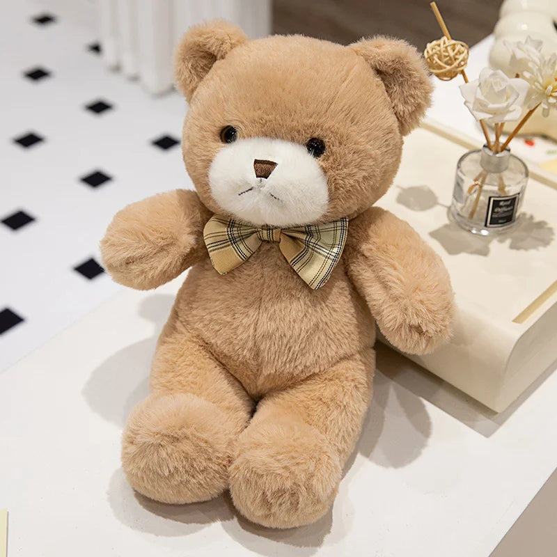 30CM Kawaii Colorful Bow Tie Bear Doll Plush Toy Hug Bear Doll Birthday Gift Pillow Teddy Bear Home Living Room Bedroom
