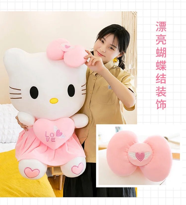 Sanrio Hello Kitty Pink Plush Stuffed Toys Anime Cartoon Plushie Doll Soft Stuffed Pillow Toys For Children Birthday Xmas Gifts