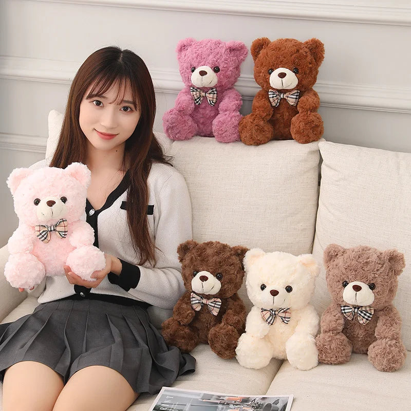 25/35CM Kawaii Teddy Bear Plush Pillow Toys Lovely Bow-Knot Bears Toys Stuffed Soft Animal Dolls Xmas Valentine Gift