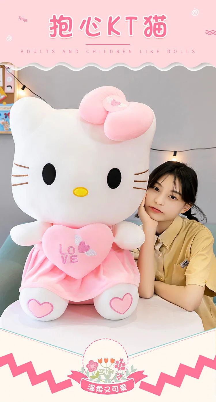 Sanrio Hello Kitty Pink Plush Stuffed Toys Anime Cartoon Plushie Doll Soft Stuffed Pillow Toys For Children Birthday Xmas Gifts
