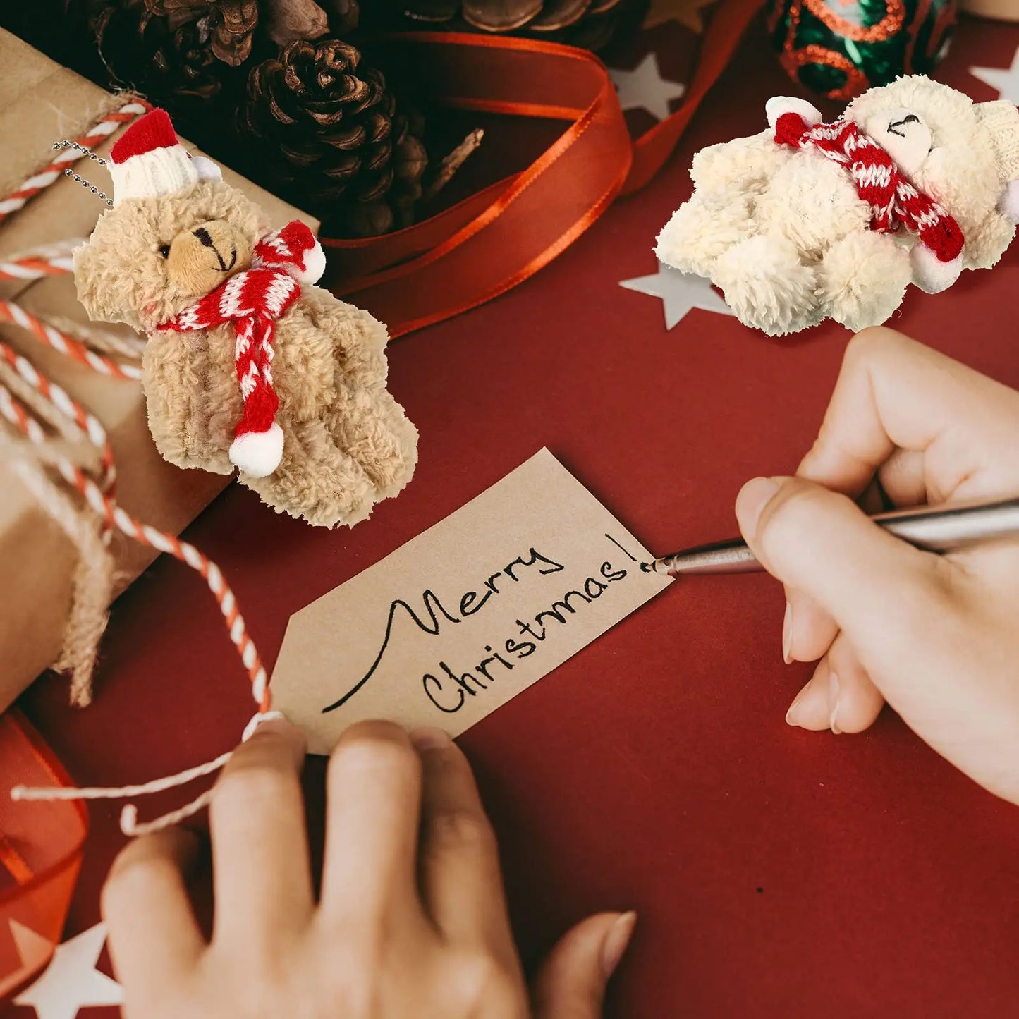 Christmas Stuffed Animal Bear Plush Mini Joint Bear Toys Stuffed Animal Toys Xmas Toys for Birthday Decorations Party Favors