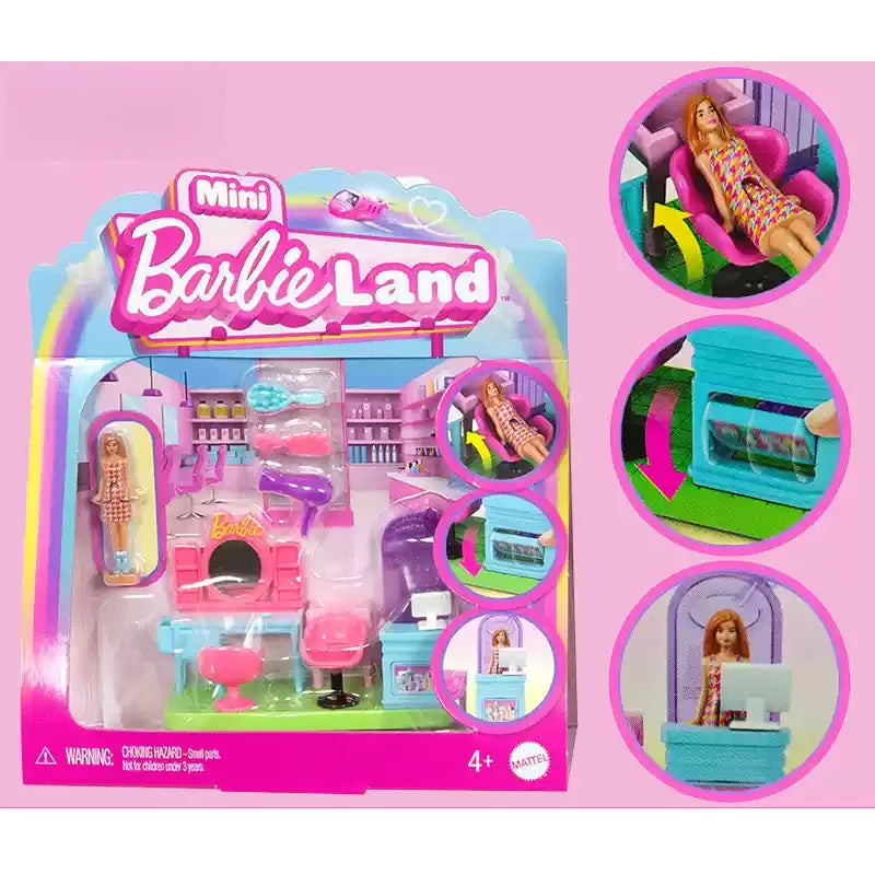 Original Barbie Doll Mini Barbieland Hair Salon Pet Fruit Supermarket Dessert Shop Accessories Dolls for Girls Toy Birthday Gift
