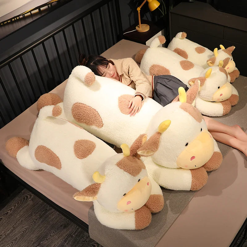 Hot 1pc 90cm Lovely Milk Cow Plush Toys Cartoon Stuffed Animal Cattle Dolls Sleeping Pillow For Baby Girls Birthday Gifts