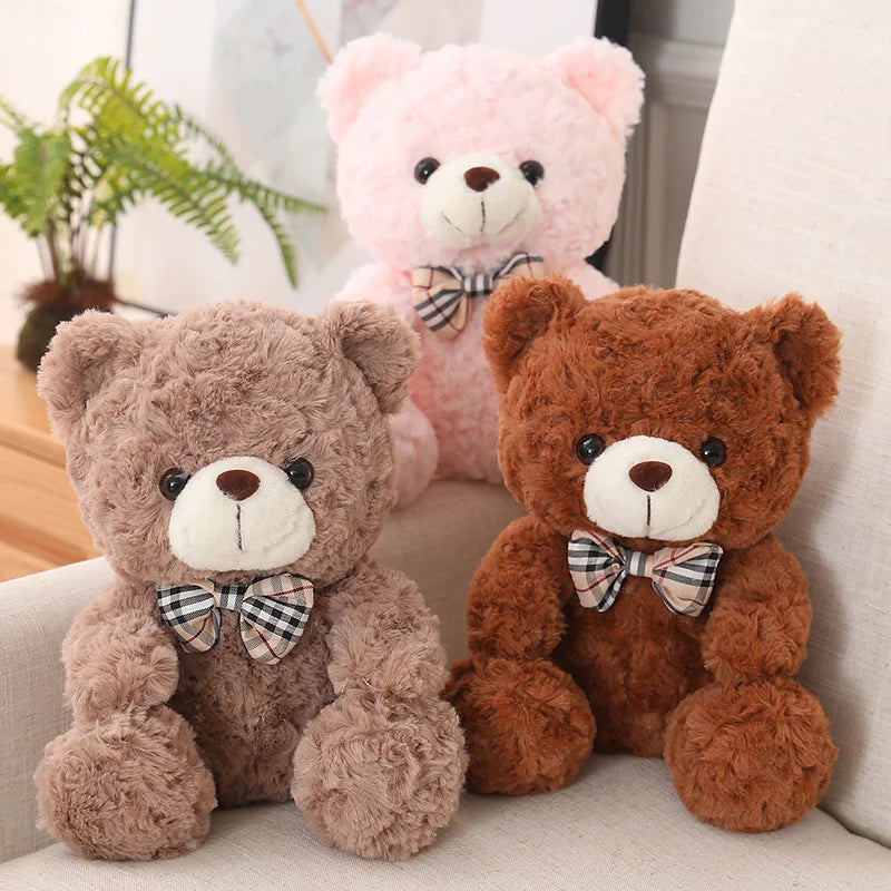 25/35CM Kawaii Teddy Bear Plush Pillow Toys Lovely Bow-Knot Bears Toys Stuffed Soft Animal Dolls Xmas Valentine Gift