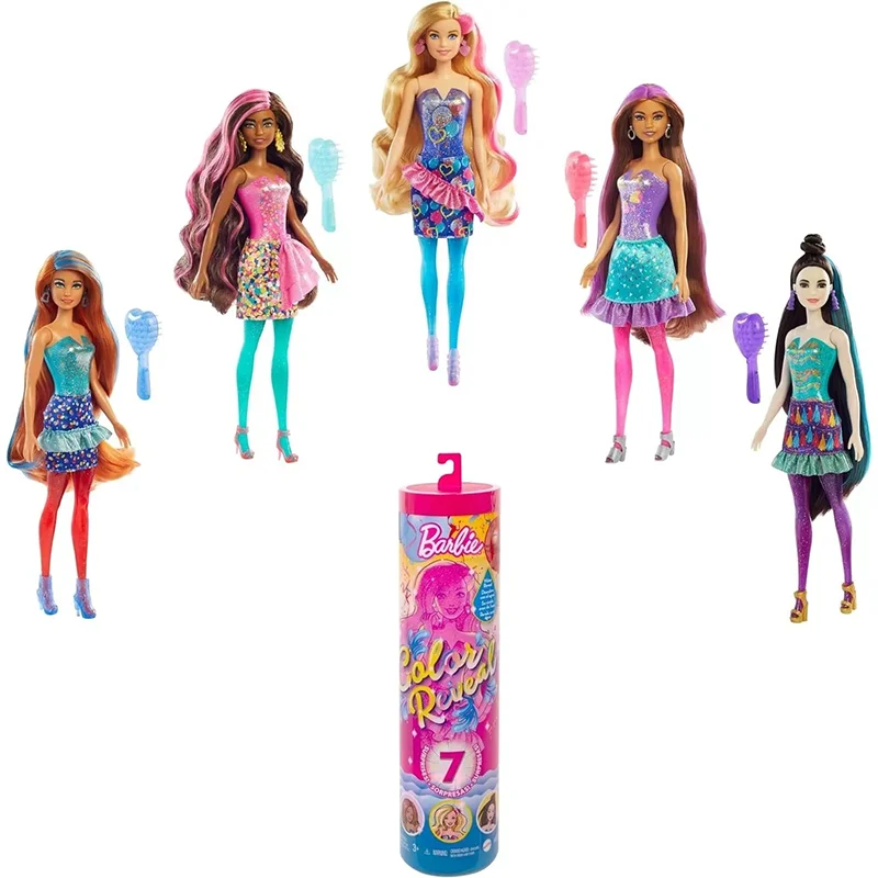 Barbie Color Reveal Doll Accessories with Surprises Mermaid Series Party Water Reveal Series Neon Tie-Dye Series Toy Kids Gift