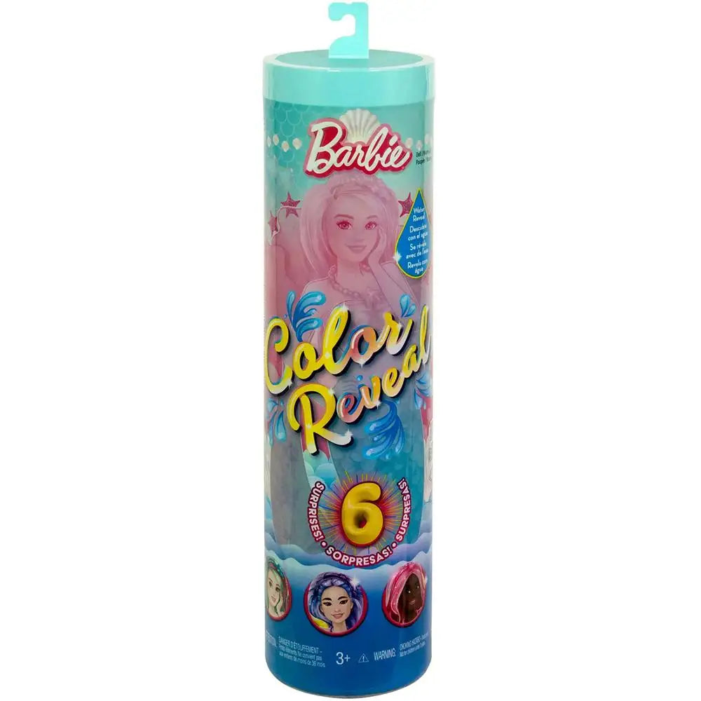 Mattel Barbie Color Reveal Mermaid Series 11.5 Inch Doll and Accessories with 6 Surprises, Color Change Hair, Gift for Kids