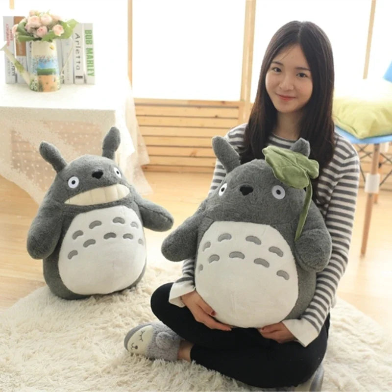 Cartoon Adorable lotus leaf Totoro Plush Toy Totoro Stuffed Doll Animal Totoro Plushies Throw Pillow Sofa Bed Room Decor Gift
