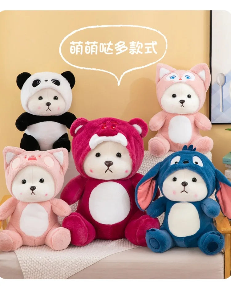 50cm Stitch Transforms Cute Bear Doll Stitch Teddy Bear Plush Toys Strawberry Bear Valentine's Day Gift for Girls