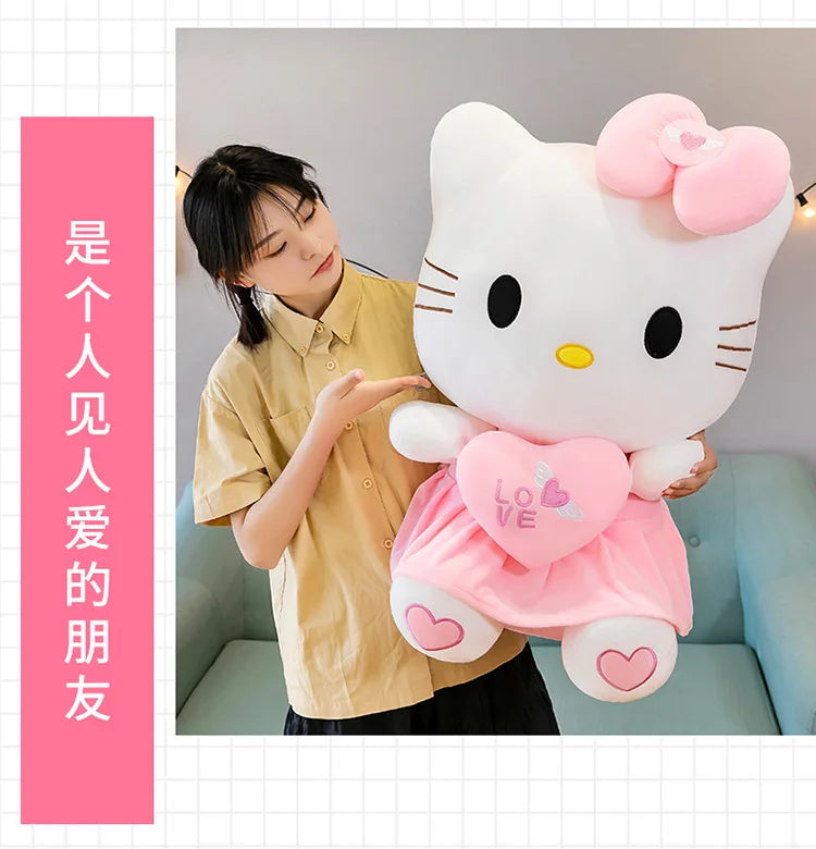 Sanrio Hello Kitty Pink Plush Stuffed Toys Anime Cartoon Plushie Doll Soft Stuffed Pillow Toys For Children Birthday Xmas Gifts