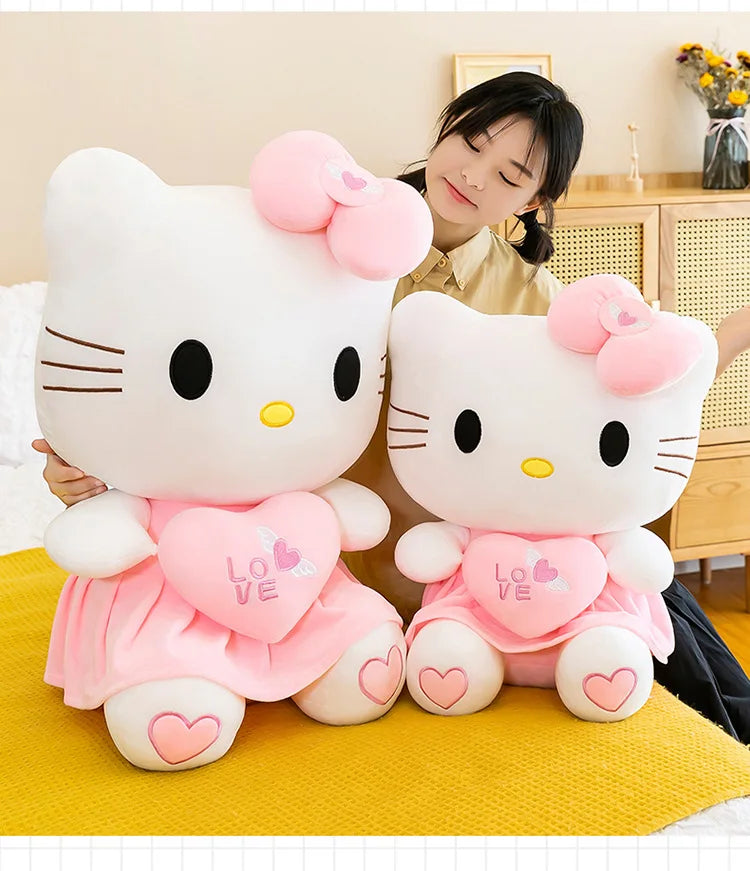 Sanrio Hello Kitty Pink Plush Stuffed Toys Anime Cartoon Plushie Doll Soft Stuffed Pillow Toys For Children Birthday Xmas Gifts
