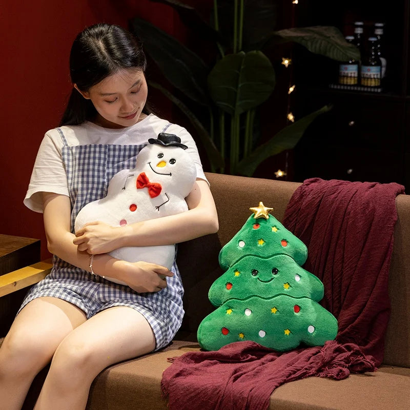 Kawaii Cartoon Christmas Series Plush Doll Pillow Snowman House Gingerbread Man Christmas Tree Plush Toy Home Holiday Decoration