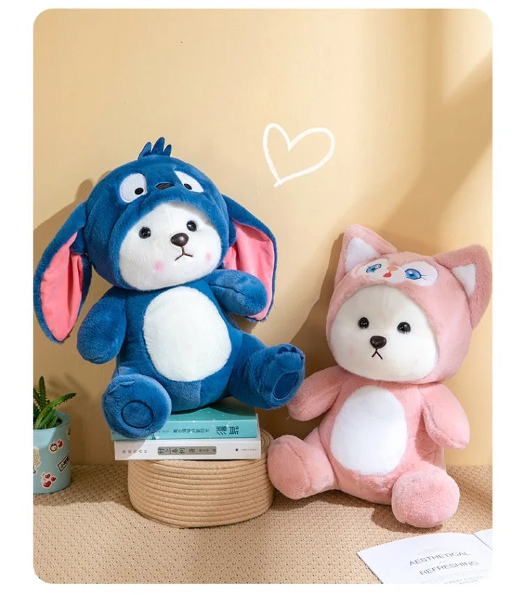50cm Stitch Transforms Cute Bear Doll Stitch Teddy Bear Plush Toys Strawberry Bear Valentine's Day Gift for Girls