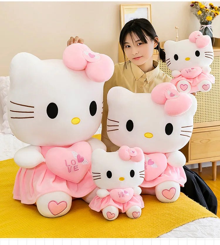 Sanrio Hello Kitty Pink Plush Stuffed Toys Anime Cartoon Plushie Doll Soft Stuffed Pillow Toys For Children Birthday Xmas Gifts