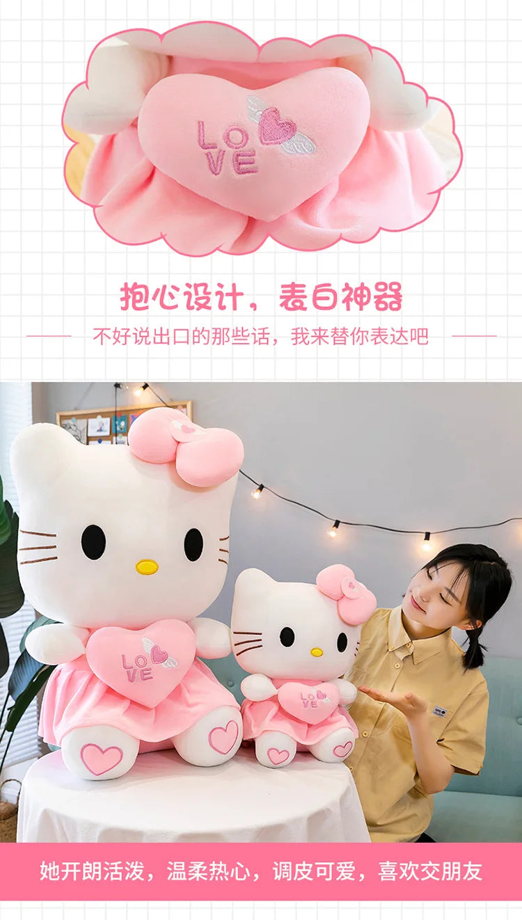 Sanrio Hello Kitty Pink Plush Stuffed Toys Anime Cartoon Plushie Doll Soft Stuffed Pillow Toys For Children Birthday Xmas Gifts